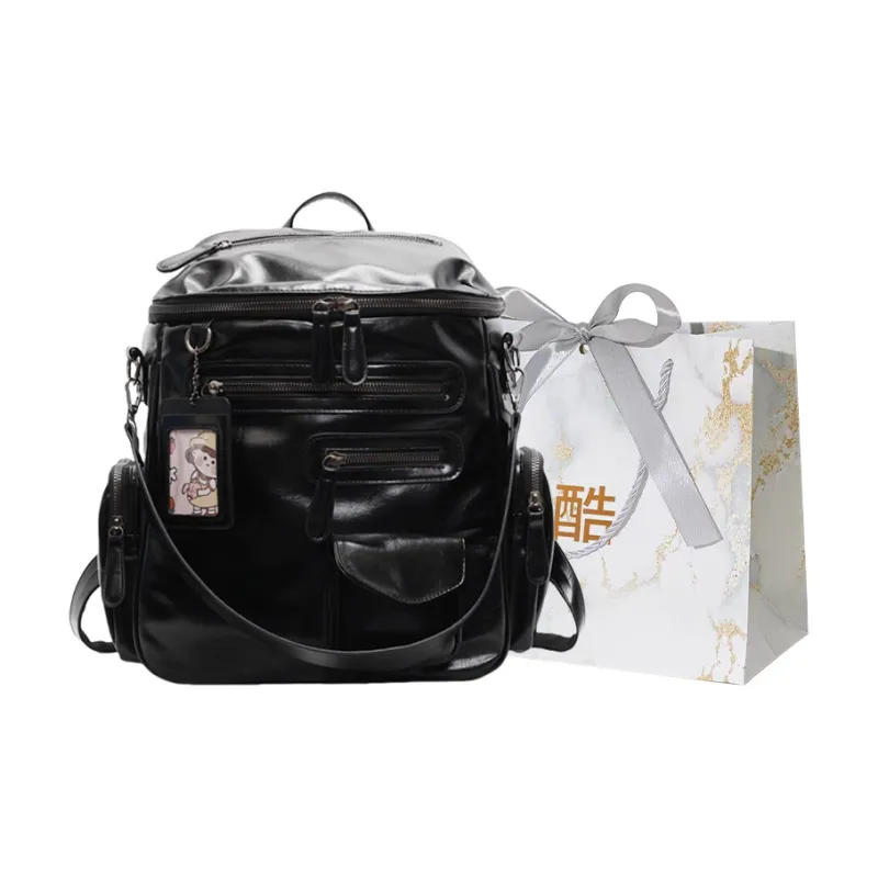 Cool PU Backpack Regular Women's Ecru/Silver/Black-8