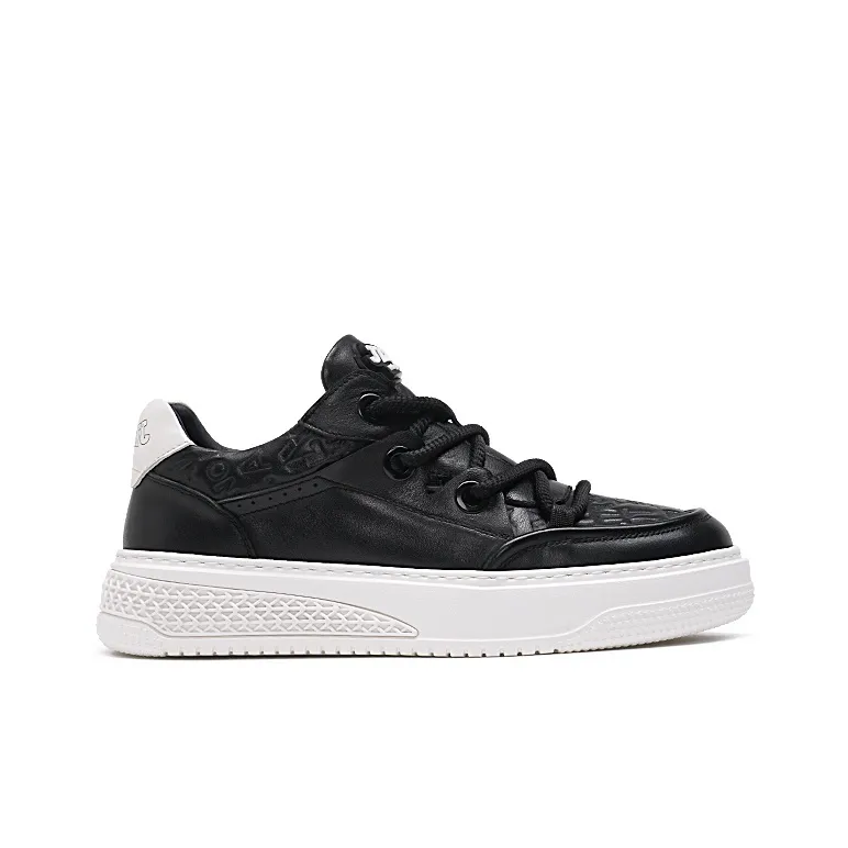 RHYTHM OF JOY Low Top Skateboard Shoes Men's Black-3