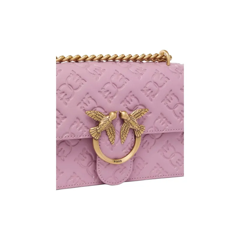 PINKO Love Bag Cow Leather Crossbody Bag, Shoulder Bag Small Size Women's Light Purple-2