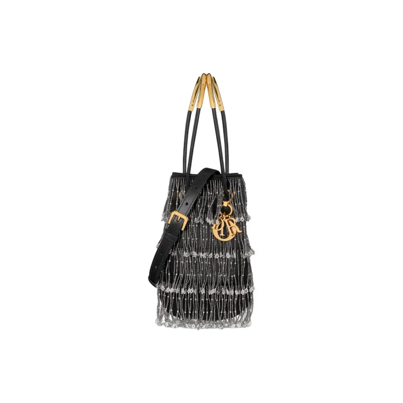 DIOR Silk Bucket Bag Handbag Mini Women's Black-0