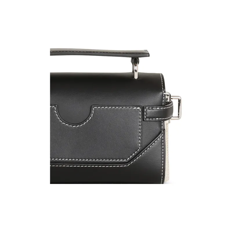 BALMAIN B BUZZ Smooth Leather With Canvas Portable Crossbody Bag, Shoulder Bag Men's White & Black-4