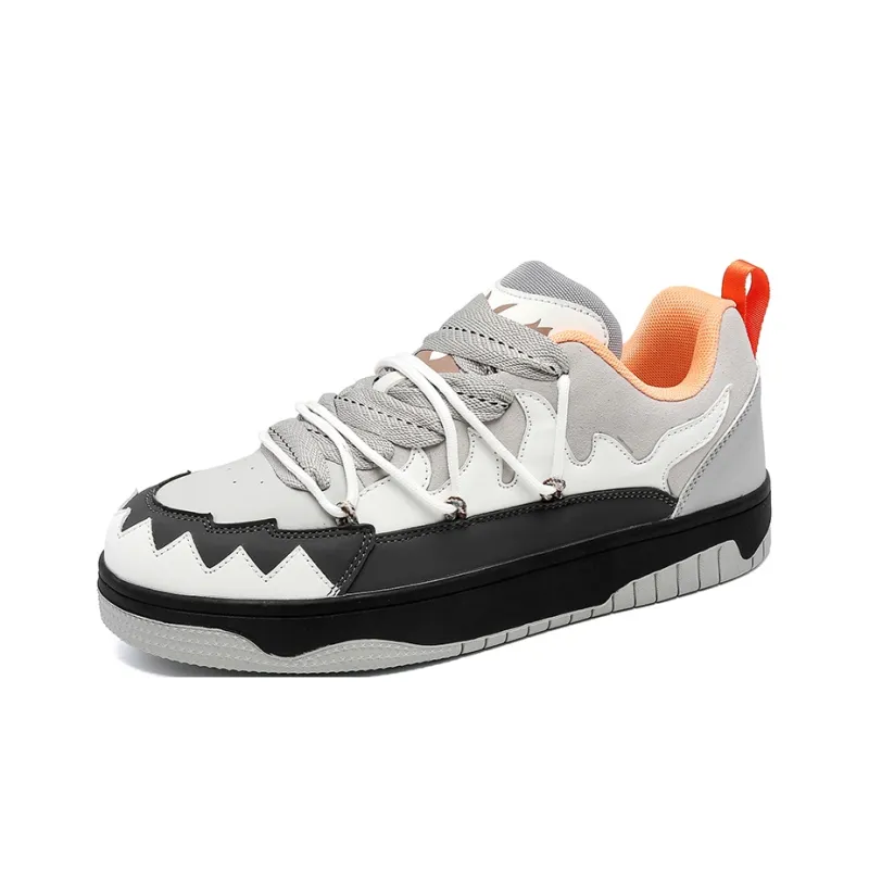 SUPEREDGE Coverage Slip Resistant And Abrasion Resistant Low Top Skateboard Shoes Unisex White Gray-1