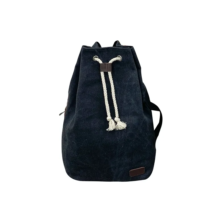 Deli Bear Canvas Backpack Unisex Light Gray/Black/Khaki-5
