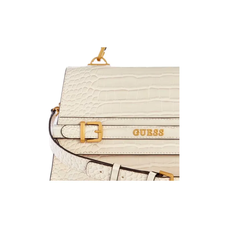 GUESS Crocodile Embossed Artificial Leather Shoulder Bag Crossbody Bag Women's White-3