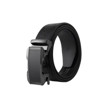 ROSEROOEN Top Grain Cow Leather Belts Men's Gunmetal Buckle Black Body 3.5cm