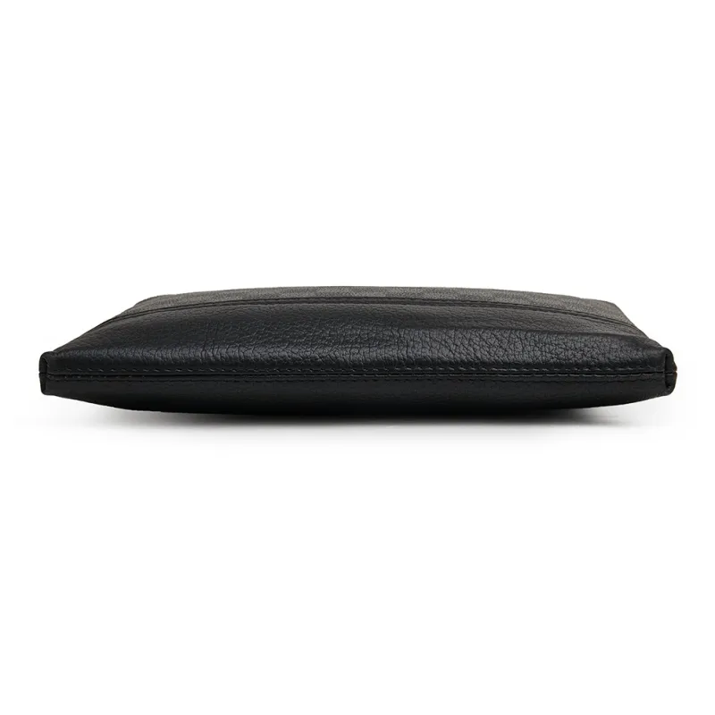 Old Man's Head Top Grain Cow Leather Clutch Regular Men's Black-3