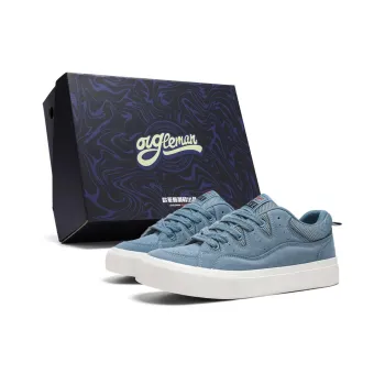 OUGLEMEN Slip Resistant Cushioning Impact Resistance Wear Resistant Low Top Skateboard Shoes Men's Haze Blue Box