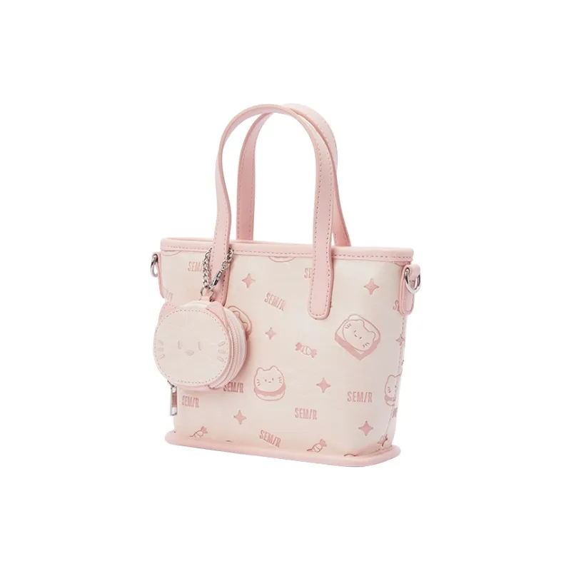 SEM/R Kitten Sketch Synthetic Leather Handbag Medium Size Women's Multicolor-3