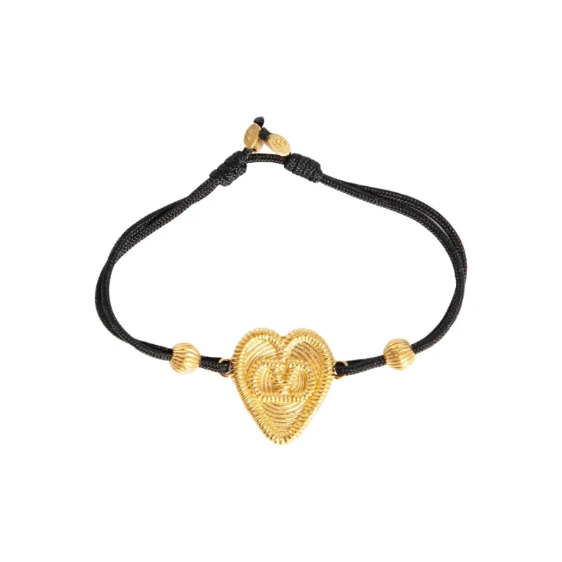Valentino Metal, Brass, Cotton Bracelets Unisex Black-0