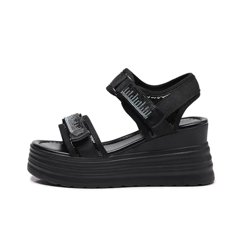 Bull Charm Beach Sandals Women's Black