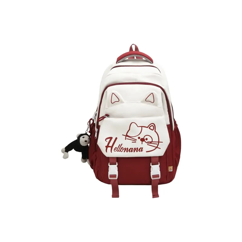 XIANGSU Nylon Backpack Regular Unisex Khaki/Red/Black/Pink/Blue-5