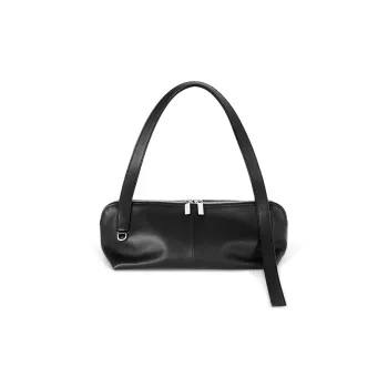 TAD FAB Cow Leather Tote Bag, Shoulder Bag Medium Size Unisex White/Black