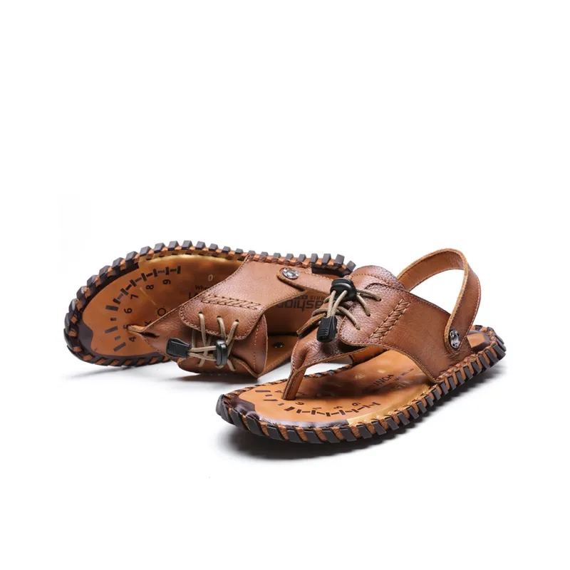 AMICNIEGD Beach Sandals Men Light Brown/Dark Brown/Khaki-14