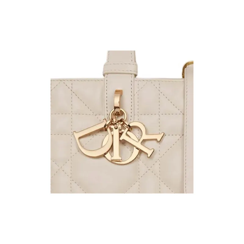 DIOR Toujours Calfskin Tote Bag, Shopping Bag, Shoulder Bag, Handbag Medium Size Women's Light Cookie-6