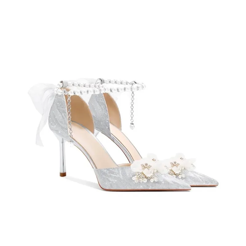 NTOZE Slim Heel High Heels Women's Silver Gift Box Set-1