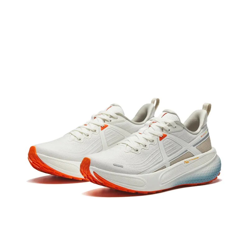 Anta Anti Slip Wear Resistant Low Top Cloud Swallow Nitrogen Technology Trail Running Running Shoes Women's White Gray-2