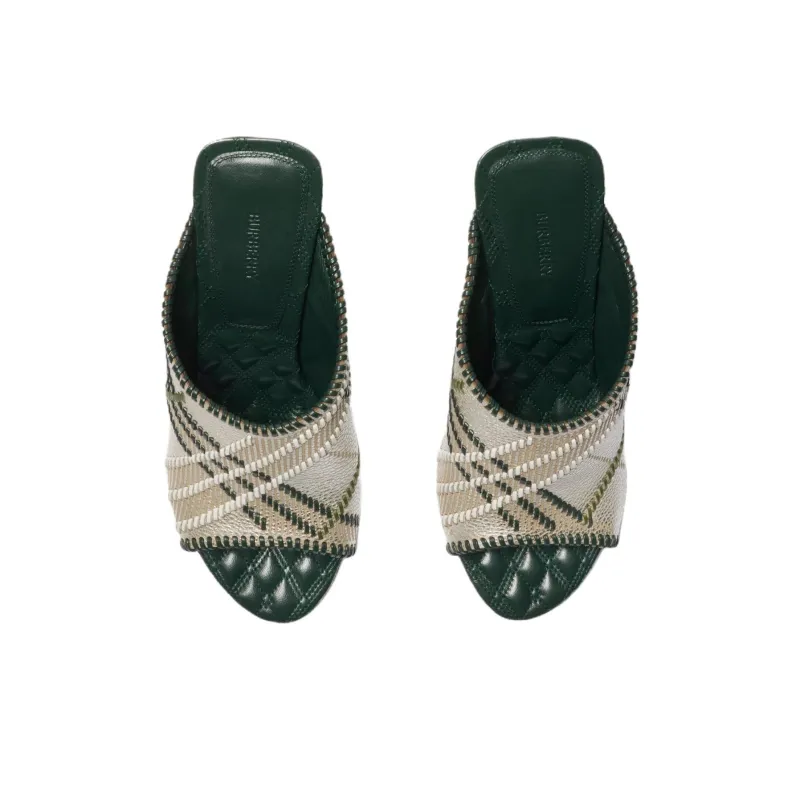 Burberry Slide Slippers 9cm Women's Green-3