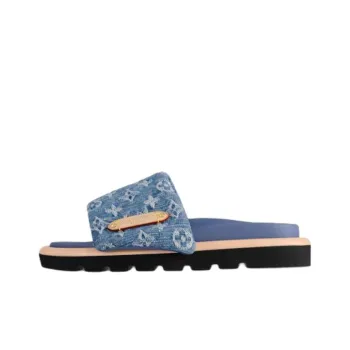 LOUIS VUITTON Pool Pillow Comfort Slip Resistant Slide Slippers Women's Blue
