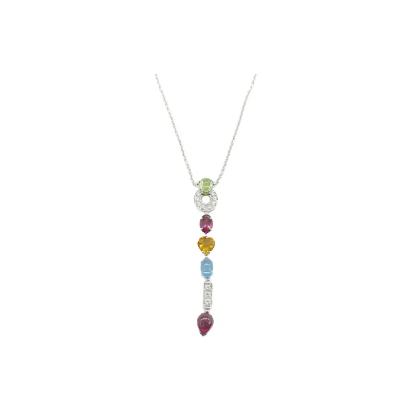 BVLGARI Yellow Crystal 18K White Gold Necklaces Women's Silver-0