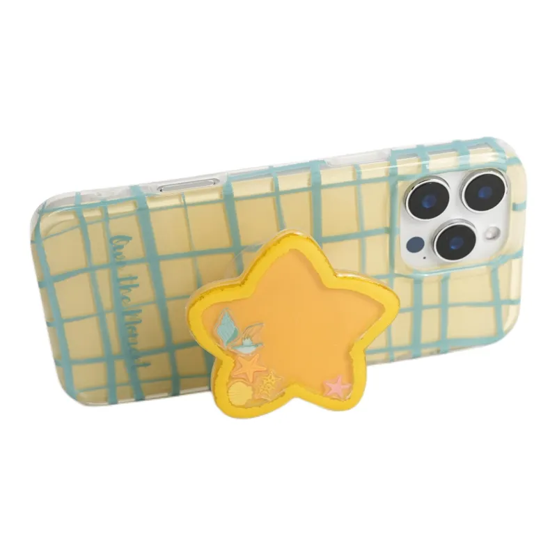 Wei Xin Acrylic Material Line Plaid Stars Stand Phone Cases Compatible With IPhone 16/15 Pro Max/Apple 13/14 Pro/Max-3