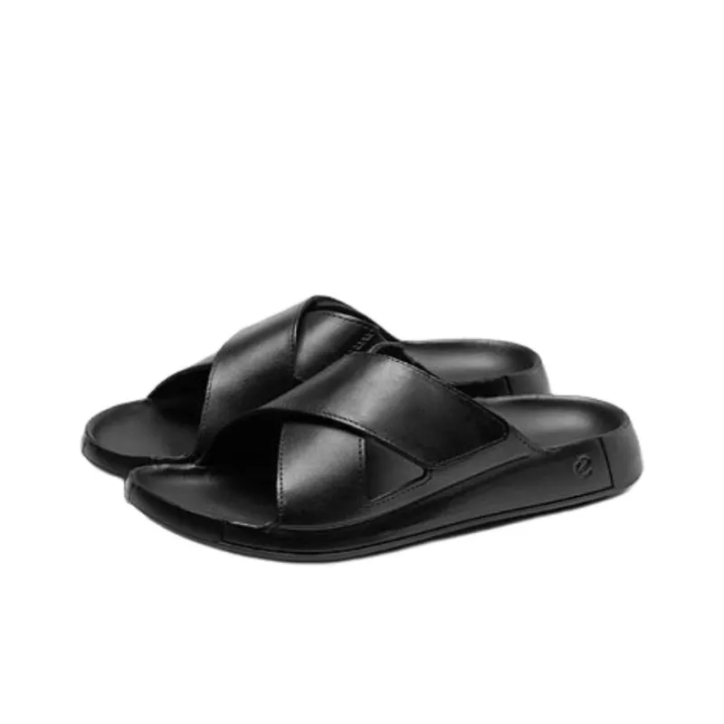 Ecco Comme Collection Abrasion Resistant Slide Slippers Men's Black-3