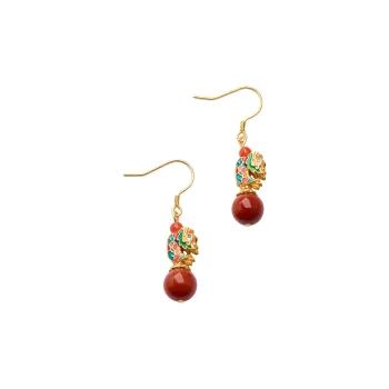 Linguanying Southern Red Agate Earrings Women's