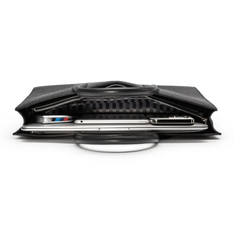 Chrisdien Deny Cow Leather Briefcase Men's Black-4