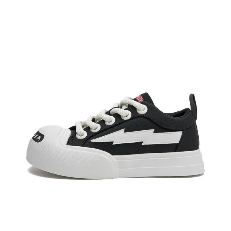 VFTS Lightning Puffy Shoes Slip Resistant Height Increasing Low Top Skateboard Shoes Unisex Vintage Black-0