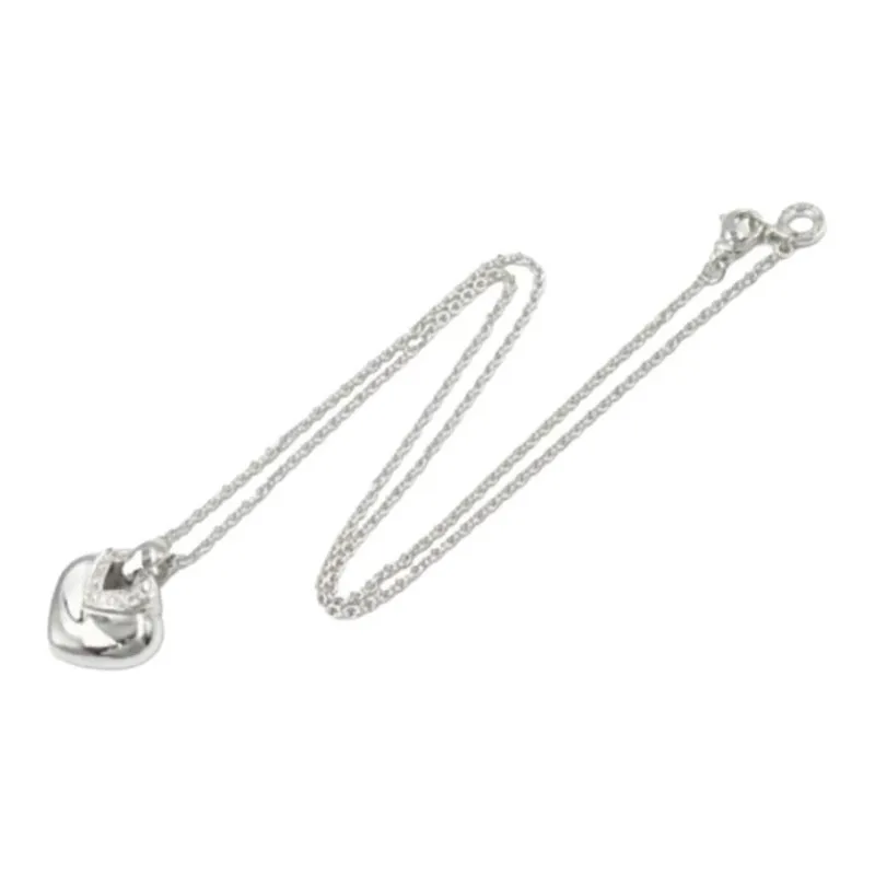 BVLGARI 2010s 18K White Gold Doppio Cuore Diamond Necklaced-2