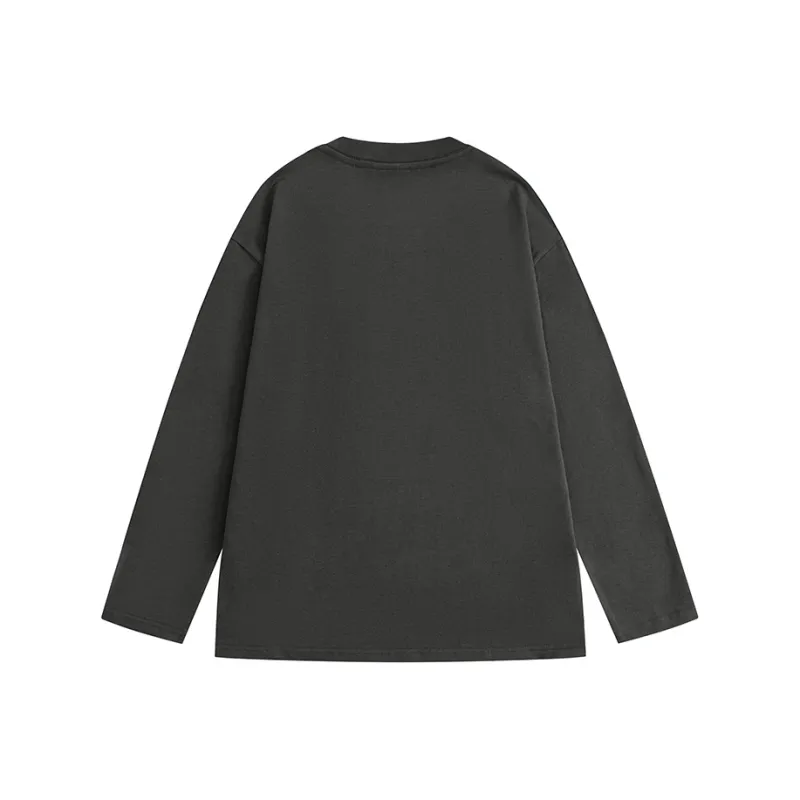 ONE PIECE Casual Students Long Sleeved T Shirt Men's Solid Color Basic-17