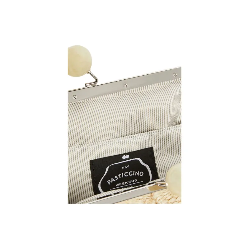 WEEKEND MaxMara Cotton Clutch Medium Size Women's Beige Yellow-5
