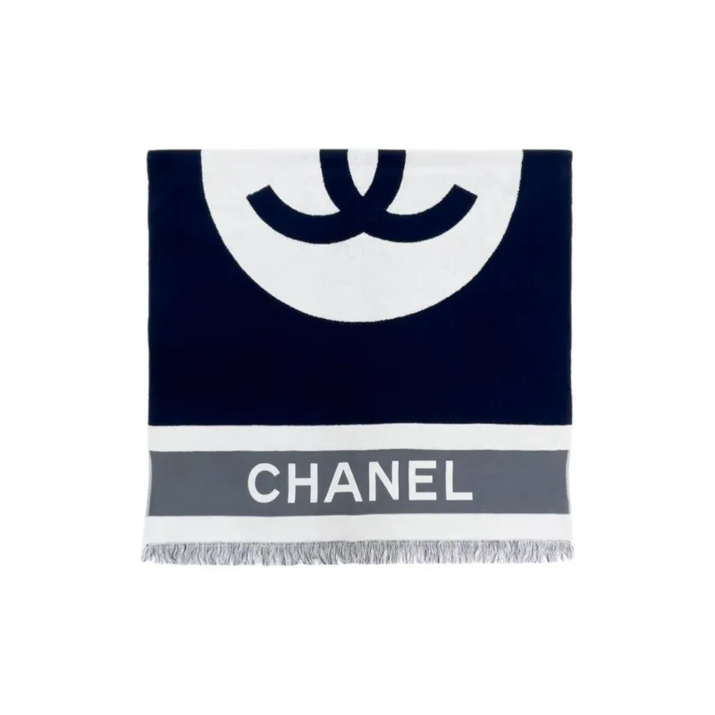 CHANEL Cotton Knit Scarves Women's Blue-0