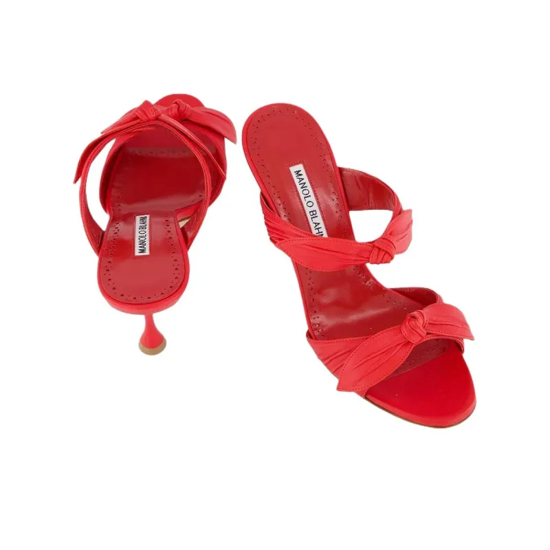 MANOLO BLAHNIK Slide Slippers 7cm Women's Red-4