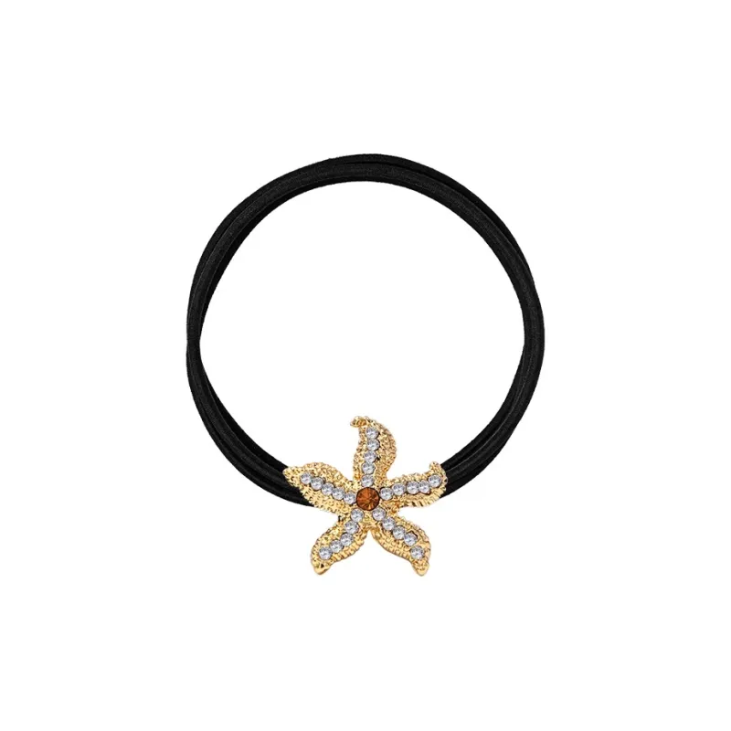 ROYALSASA 3 Strand Rubber Band, Alloy, Faux Crystal Hair Tie Women's-0