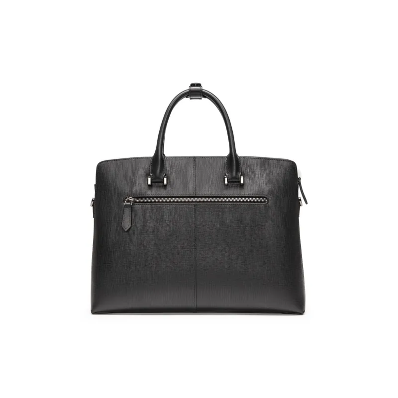 Chrisdien Deny Cow Leather Briefcase Men's Black-1