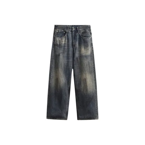 ZENGZHI Jeans Unisex Vintage Blue