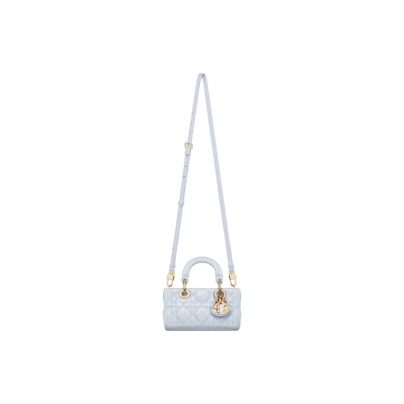 DIOR Lady D Joy Lambskin One Shoulder Handbag Micro Women's Blue-2