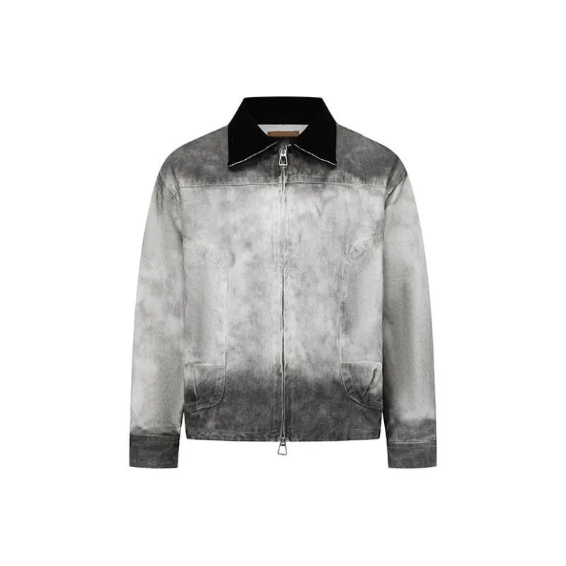 【dme】 Denim Jacket Unisex Gray White-2
