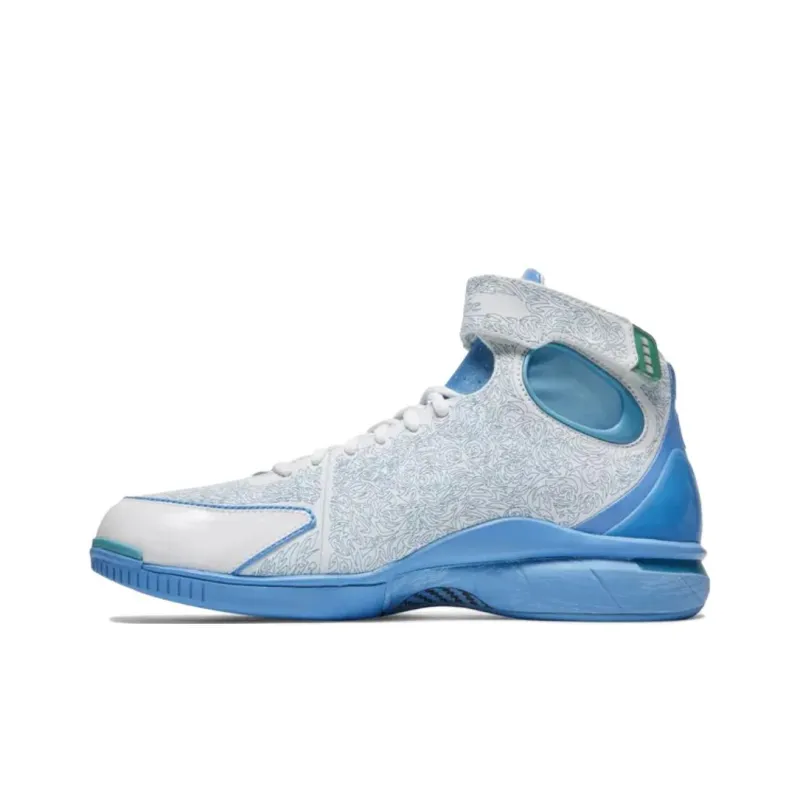Nike Air Zoom Huarache 2K4 Anti Slip Wear Resistant High Top Vintage Basketball Shoes Unisex White Blue-1