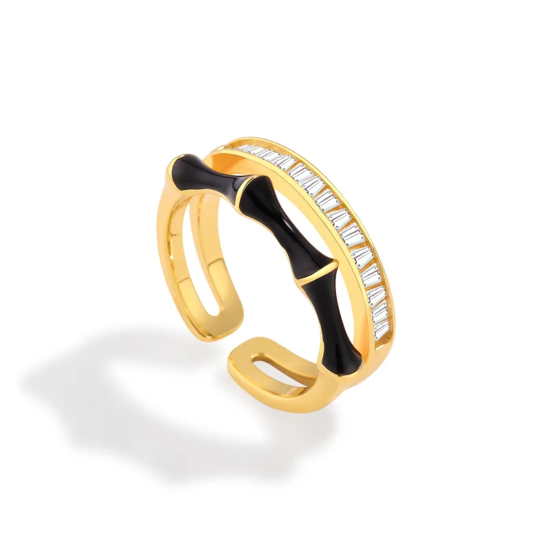 Right Hand Waiting S925 Silver Bamboo Melody Ring Unisex-2