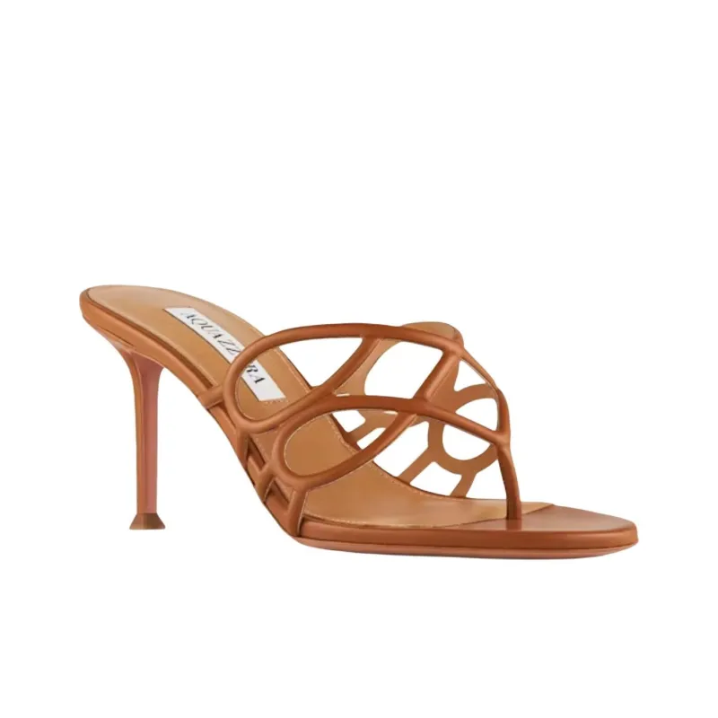 AQUAZZURA Flip Flops 7.5cm Women's Brown-2