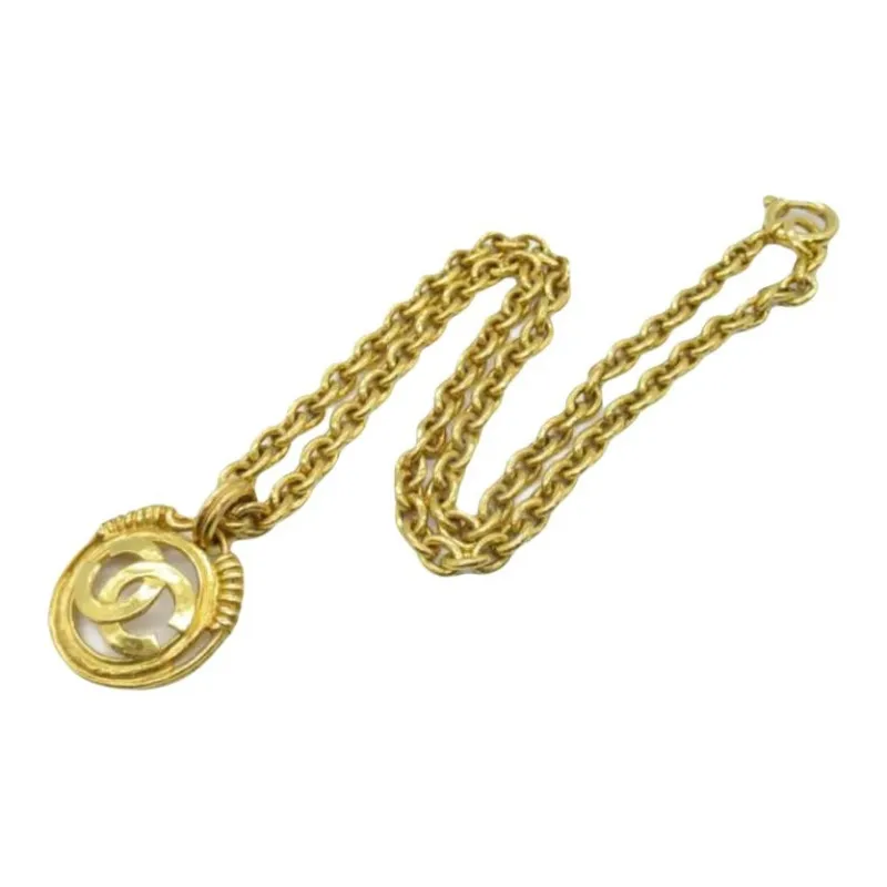 CHANEL 1986 1988 Cc Logo Pendant Necklace-1