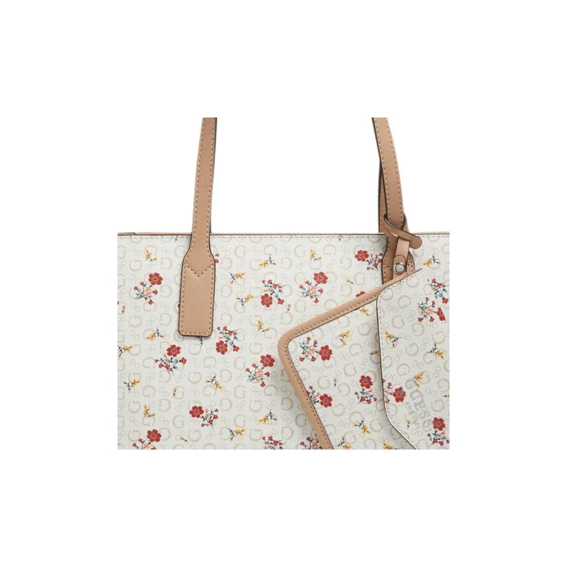 GUESS Artificial Leather Tote Bag, Shopping Bag, Shoulder Bag, Handbag Women's White & Multicolor-3