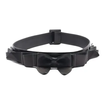 CHANEL Calfskin Leather Belts Women's Black Width 5cm
