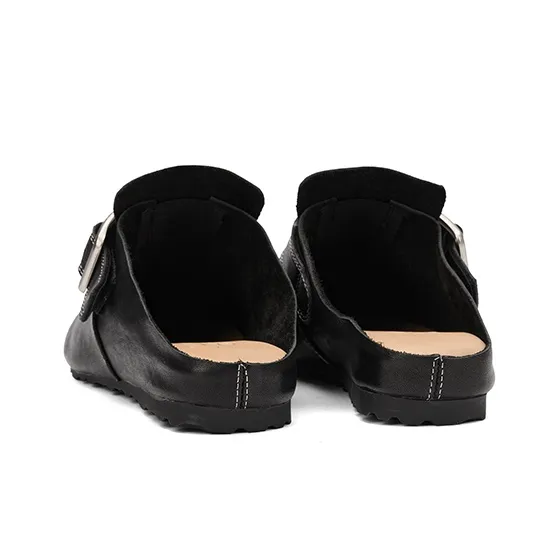 ZSBELLA Rubber Sole Abrasion Resistant Slip Resistant Wrap toe Slippers Women's Black-2