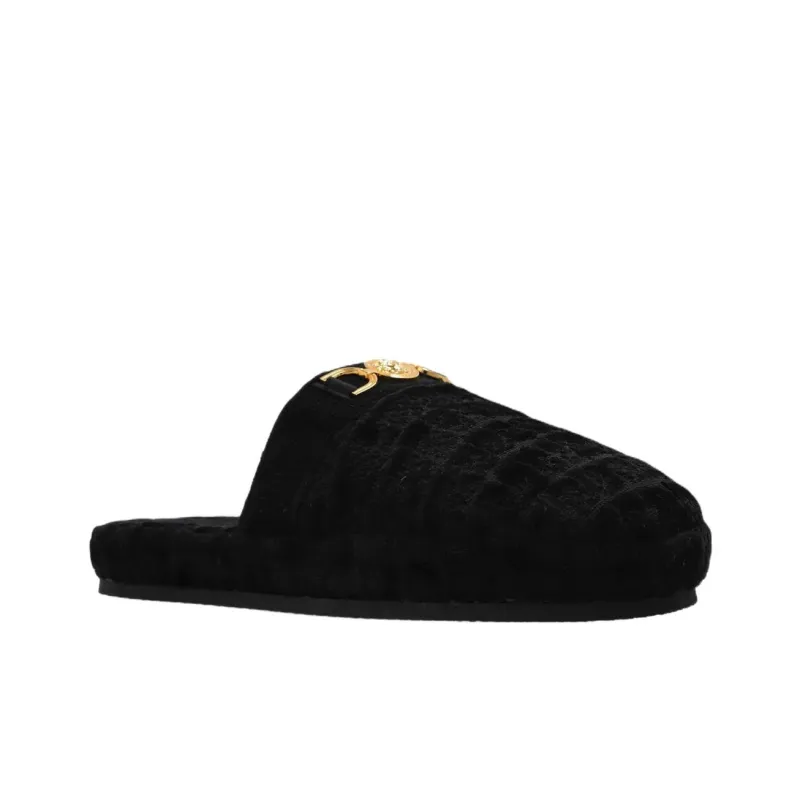 VERSACE Rubber Sole Closed Toe Slippers Men's Black-2