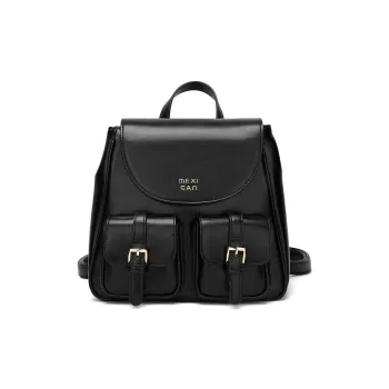 MEXICAN Polyurethane Leather Backpack Women's Black/Yellow Brown