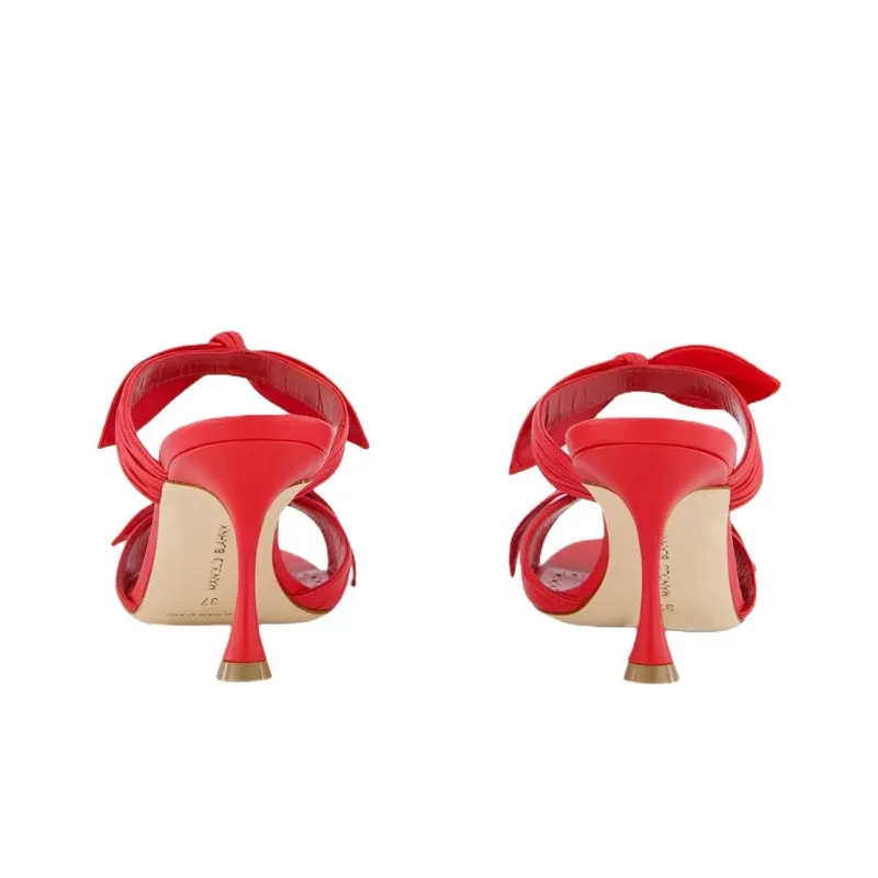 MANOLO BLAHNIK Slide Slippers 7cm Women's Red-6