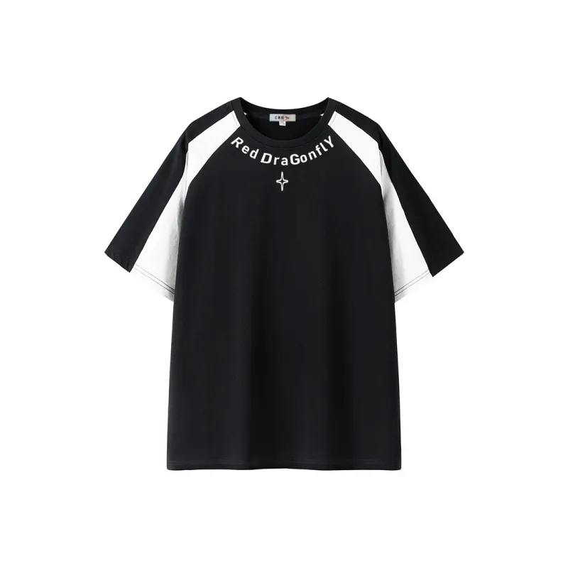 RED DRAGONFLY T Shirt Unisex Black & White-0