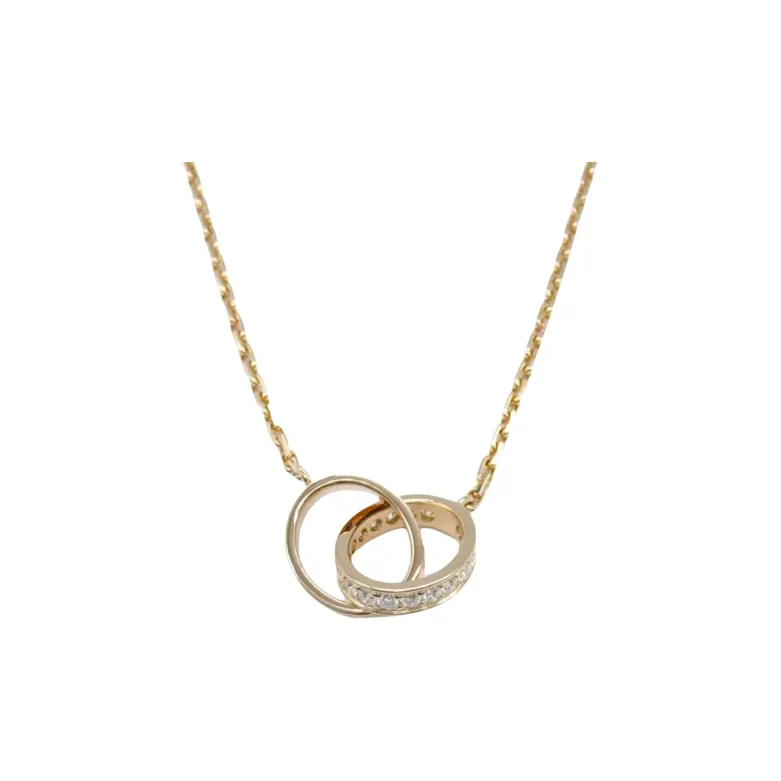 Cartier 2010s Pre owned 18kt Rose Gold Baby Love Diamond Necklace-0